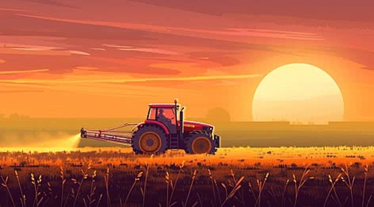 pngtree-irrigation-tractor-spraying-agricultural-crop-at-sunset-broad-ai-generative-banner-image_16083907